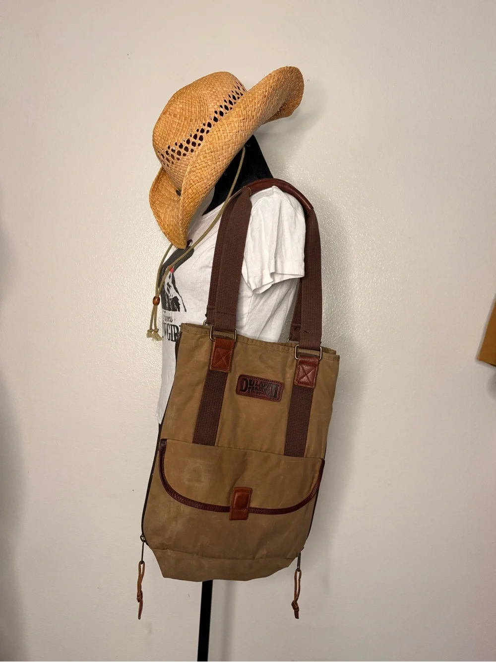 Duluth Trading Co brown  Canvas Messenger Bag with Brown Straps